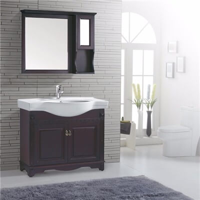 歐式橡木實(shí)木 棕紅色浴室柜