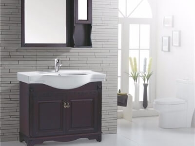 欧式橡木实木 棕红色浴室柜