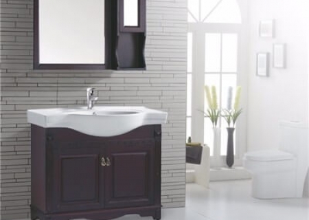 欧式橡木实木 棕红色浴室柜